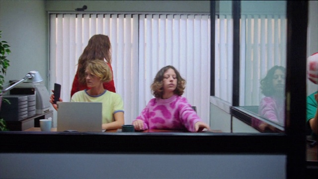 Video Reference: Curtain, Comfort, Event, Fun, Laptop, Magenta, Conversation, Sitting, T-shirt, Room