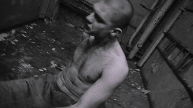 Video Reference: Flash photography, Neck, Jaw, Black-and-white, Chest, Barechested, Elbow, Trunk, Monochrome photography, Monochrome