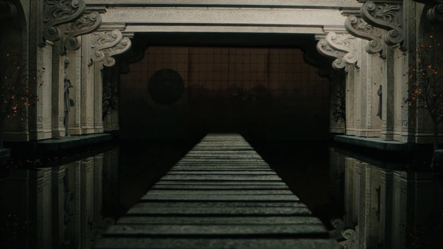 Video Reference: Wood, Architecture, Tints and shades, Symmetry, Darkness, Column, Art, Arch, Monochrome, Holy places