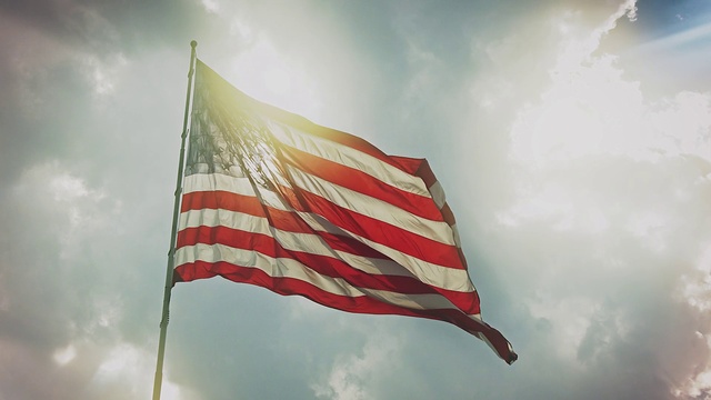 Video Reference: Cloud, Sky, Daytime, Flag of the united states, Flag, Cumulus, Pole, Wind, Flag Day (USA), Meteorological phenomenon