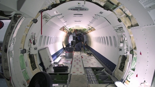 Video Reference: Airplane, Automotive design, Building, Engineering, Circle, Air travel, Space, Machine, Ceiling, Vehicle