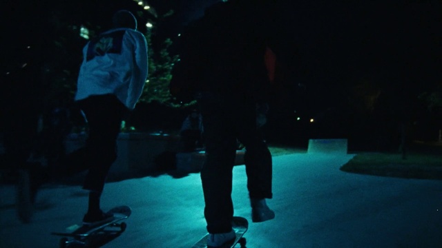 Video Reference: Footwear, Flash photography, Entertainment, Performing arts, Tints and shades, Rolling, Roller skating, Electric blue, Midnight, Fun