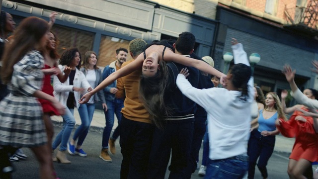 Video Reference: Jeans, Trousers, Entertainment, Performing arts, Dance, Shorts, Crowd, Social group, Leisure, Hat