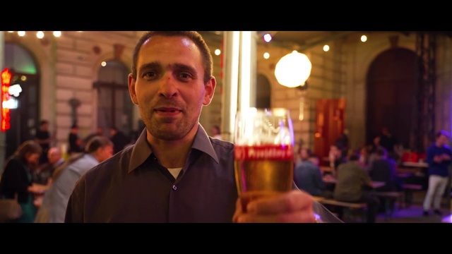 Video Reference: Flash photography, Beard, Facial hair, Fun, City, Drink, Event, Entertainment, Beer, Magenta