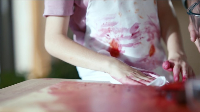 Video Reference: Hand, Arm, Dress, Window, Sleeve, Pink, Finger, Recipe, Nail, Cooking