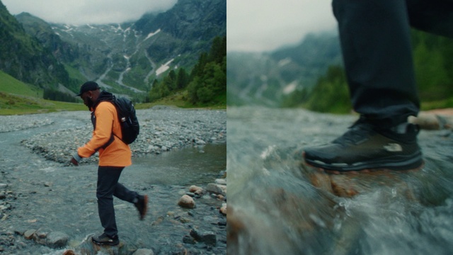 Video Reference: Footwear, Water, Water resources, Sky, People in nature, Mountain, Nature, Plant, Human, Body of water