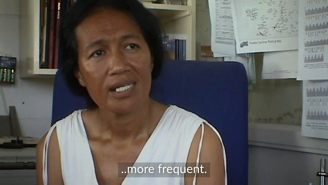 Video Reference: woman, interview, speaking, indoor, office, portrait, seated, subtitle, charts, documents, office chair, close-up, conversation, background clutter