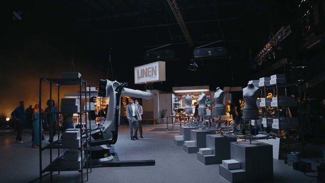 Video Reference: studio, fashion, mannequins, display, set design, interior, workshop, retail, exhibition, lighting, people, production, shelves, tables, industrial, design