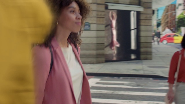 Video Reference: Lip, Fashion, Standing, Waist, Eyewear, Pink, Blazer, Black hair, Magenta, Fashion design