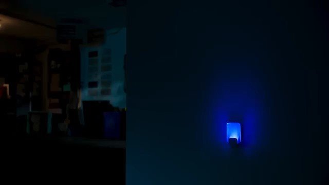 Video Reference: dark, indoor, blue light, glow, wall, room, low light, night, ambient, shadow, interior