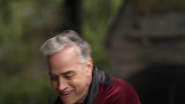 Video Reference: Smile, Jaw, Flash photography, Happy, Wrinkle, Grass, Recreation, People in nature, T-shirt, Soil