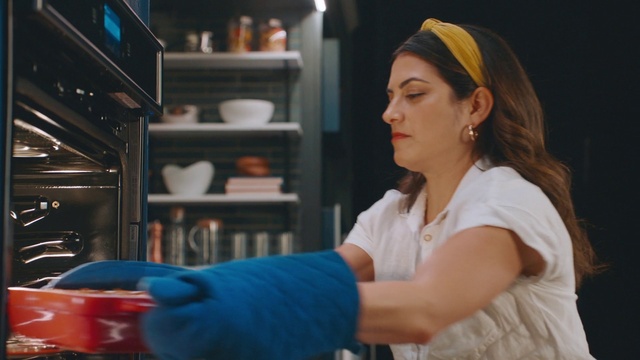 Video Reference: Cap, Cooking, Kitchen, Engineering, Flash photography, Service, Electric blue, Fashion design, Shelf, Job