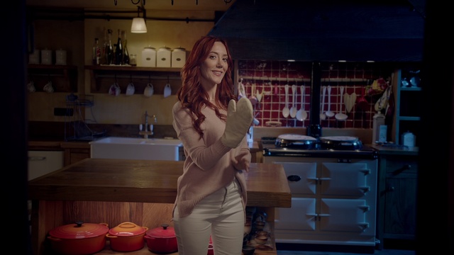 Video Reference: Countertop, Cabinetry, Purple, Kitchen, Lighting, Interior design, Flash photography, Waist, Home appliance, Drawer