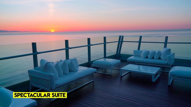 Video Reference: Sky, Water, Property, Couch, Blue, Azure, Architecture, Outdoor furniture, Dusk, Cloud