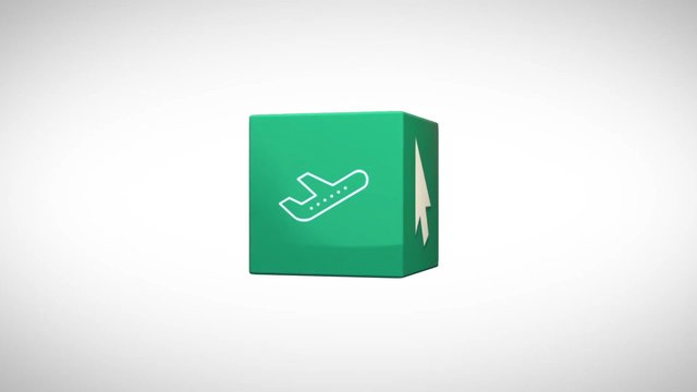 Video Reference: 3d, cube, green, airplane, cursor, icon, isolated, white background, minimal, graphic, symbol, render
