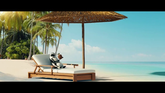 Video Reference: Sky, Water, Cloud, Building, Table, Shade, Comfort, Outdoor furniture, Sunlounger, Tree