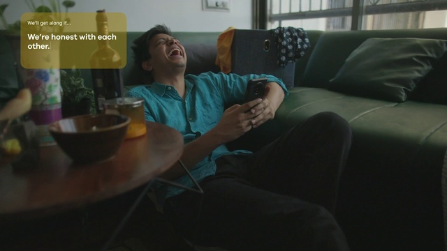 Video Reference: Furniture, Couch, Table, Comfort, Tableware, Living room, T-shirt, Leisure, Pillow, studio couch