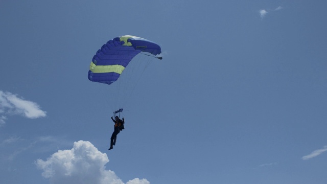 Video Reference: Sky, Cloud, Parachute, Paragliding, Sports equipment, Parachuting, Slope, Air travel, Kite sports, Windsports