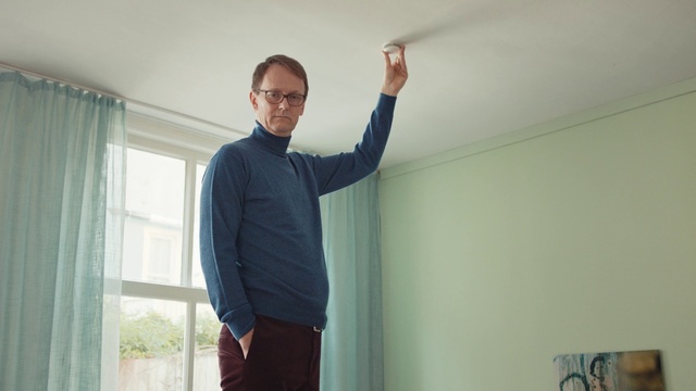 Video Reference: Glasses, Joint, Shoulder, Sleeve, Standing, Gesture, Wood, Curtain, Window, Window blind