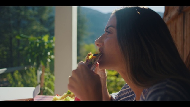 Video Reference: Lip, Mouth, Happy, Grass, Leisure, Fun, Long hair, Junk food, Drink, People in nature