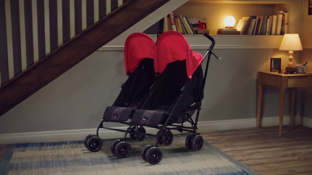 Video Reference: Wheel, Product, Picture frame, Tire, Yellow, Lamp, Baby carriage, Red, Shelf, Tints and shades