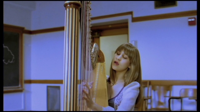 Video Reference: Wood, Flash photography, Layered hair, Chair, Happy, Long hair, Leisure, Blond, Fun, Electric blue