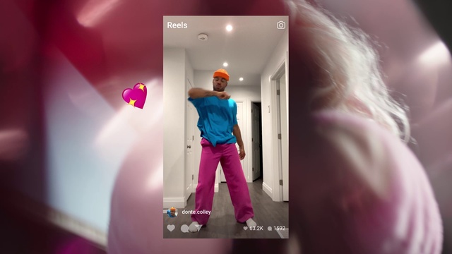 Video Reference: Purple, Sleeve, Flash photography, Gesture, Pink, Magenta, Font, Fashion design, Gadget, Screenshot