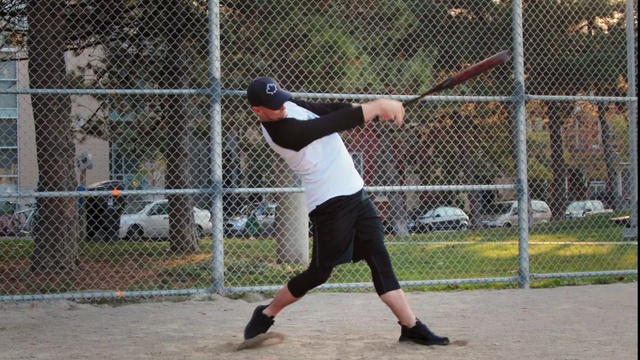 Video Reference: Baseball bat, Softball bat, Sports equipment, Sports uniform, Baseball park, Baseball equipment, Baseball, Sports gear, Fence, Bat-and-ball games