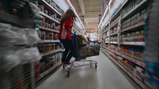 Video Reference: Outerwear, Shelf, Wheel, Tire, Product, Shopping cart, Shelving, Customer, Retail, Flooring