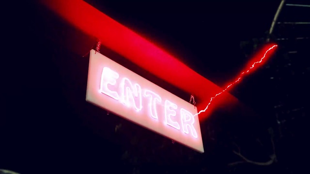 Video Reference: Amber, Rectangle, Font, Electronic signage, Sky, Magenta, Automotive lighting, Visual effect lighting, Neon, Electric blue