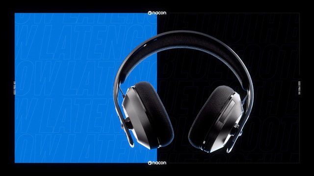 Video Reference: headphones, gaming headset, product shot, electronic device, over-ear, blue background, black background, studio lighting, advertisement, isolated object, accessory, tech, modern design, close-up, brand logo, graphic background