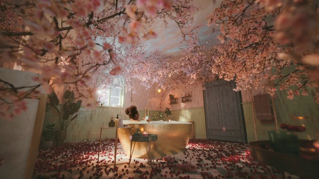 Video Reference: Light, Flower, Plant, Branch, Tree, Twig, Event, Building, Blossom, Entertainment