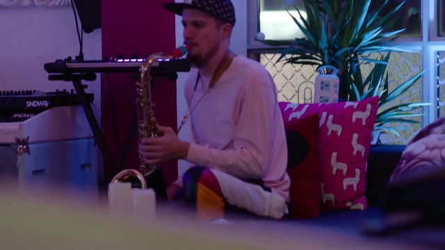 Video Reference: Musical instrument, Reed, Reed instrument, Hat, Purple, Saxophonist, Wind instrument, Fedora, Houseplant, Plant
