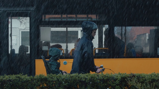 Video Reference: Plant, Window, Jacket, Art, Tints and shades, Grass, Facade, Sitting, Visual arts, Street