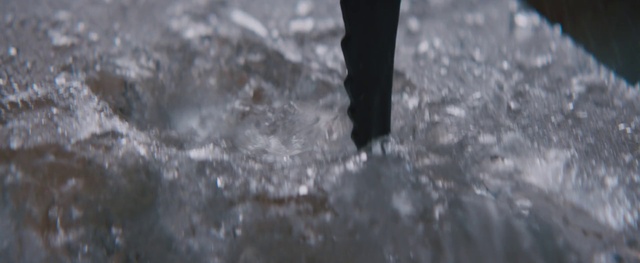 Video Reference: Water, Grey, Body of water, Asphalt, Road surface, Freezing, Flooring, Human leg, Wood, Monochrome photography