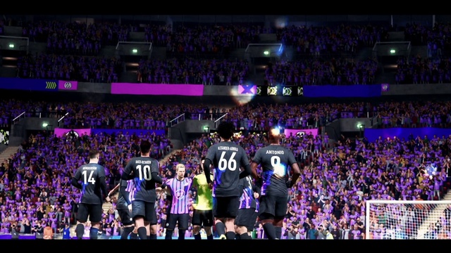 Video Reference: Field house, Purple, Jersey, Sports uniform, Player, Fan, Entertainment, Ball game, Competition event, Shorts