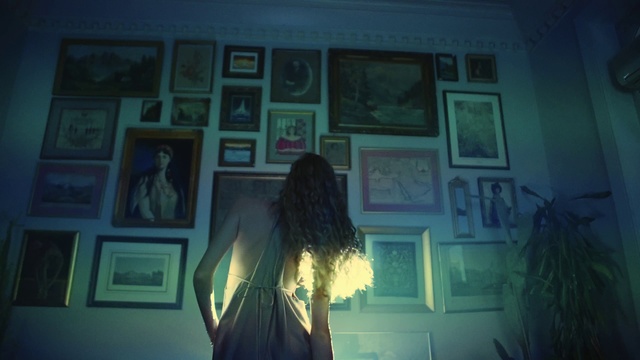 Video Reference: Azure, Flash photography, Picture frame, Grey, Art, Tints and shades, Darkness, Electric blue, Tree, Space