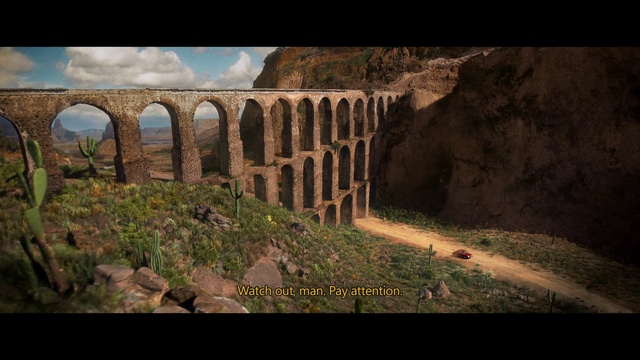 Video Reference: Cloud, Sky, Plant, Building, Natural landscape, Grass, Landscape, Formation, Aqueduct, Arch bridge