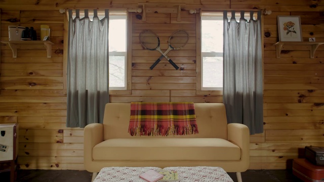 Video Reference: Building, Furniture, Property, Window, Couch, Wood, Comfort, Interior design, Curtain, Floor