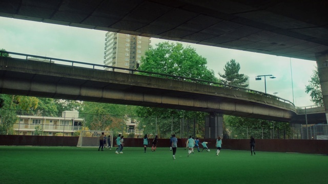 Video Reference: Plant, Infrastructure, Sky, Tree, Building, Line, Soccer, Player, Sports equipment, Grass