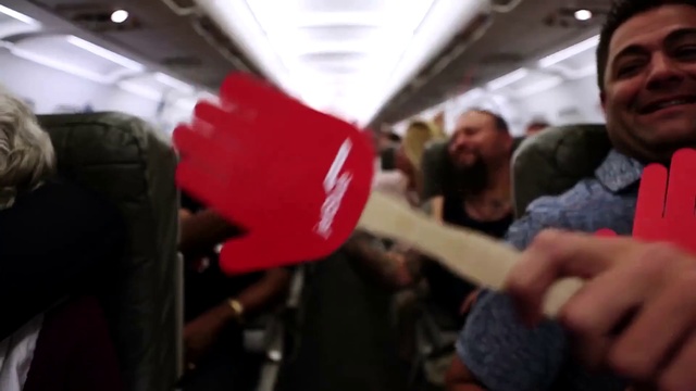 Video Reference: Gesture, Air travel, Event, Passenger, Fun, Airline, Beard, Crowd, Carmine, Magenta