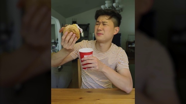 Video Reference: Food, Hand, Gesture, Food craving, Finger, Tableware, Happy, Drink, Ice cream, Drinking