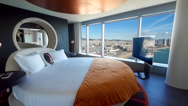 Video Reference: Property, Furniture, Building, Comfort, Azure, Lighting, Interior design, Wood, Bed frame, Architecture