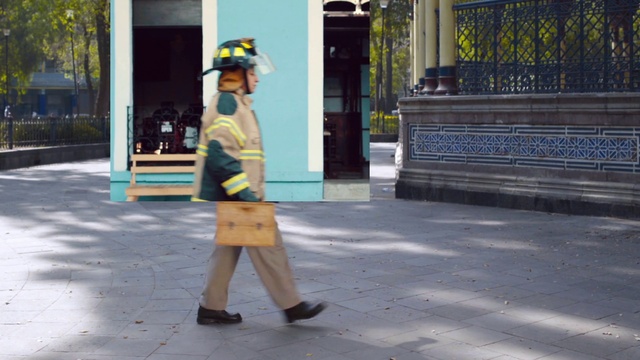 Video Reference: Glasses, Sunglasses, Hat, Street fashion, Sleeve, Building, Road surface, Door, Eyewear, Sidewalk