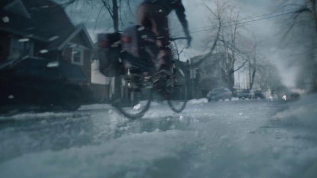 Video Reference: Tire, Bicycle, Bicycle wheel, Wheel, Automotive tire, Tree, Bicycle handlebar, Sports equipment, Freezing, Sky