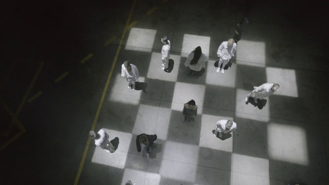 Video Reference: Black, Flooring, Grey, Floor, Wood, Indoor games and sports, Recreation, Space, Symmetry, Games