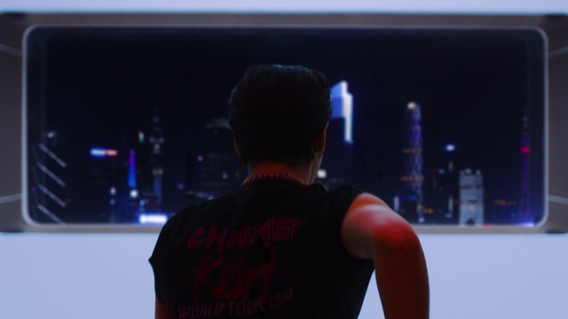Video Reference: Shoulder, Audio equipment, T-shirt, Gadget, Font, Display device, Magenta, Electronic device, Entertainment, Electric blue