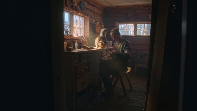 Video Reference: Window, Picture frame, Cabinetry, Wood, Drawer, Tints and shades, Art, Chair, Darkness, Desk
