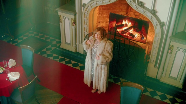 Video Reference: Dress, Interior design, Hearth, Gas, Window, Beauty, Wood-burning stove, Fun, Fashion design, Event