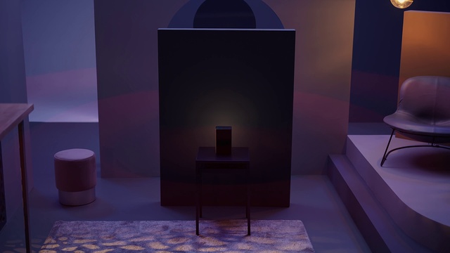 Video Reference: Building, White, Light, Purple, Natural environment, Lighting, Interior design, Architecture, Art, Floor